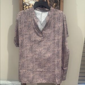 Tan Textured V-Neck Blouse